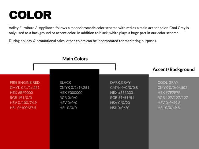Valley Furniture - Colro Brand Guide Valley Furniture - Colro Brand Guide
