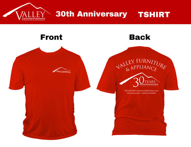 Valley Furniture - 30th Anniversary Shirt Design Valley Furniture - 30th Anniversary Shirt Design